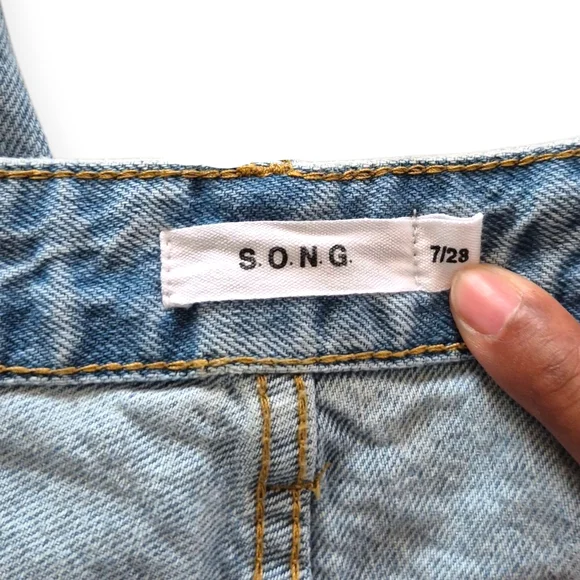 S.O.N.G. Denim Jorts-Long Shorts Light Denim Wash Sz 7/28 - Picture 5 of 7